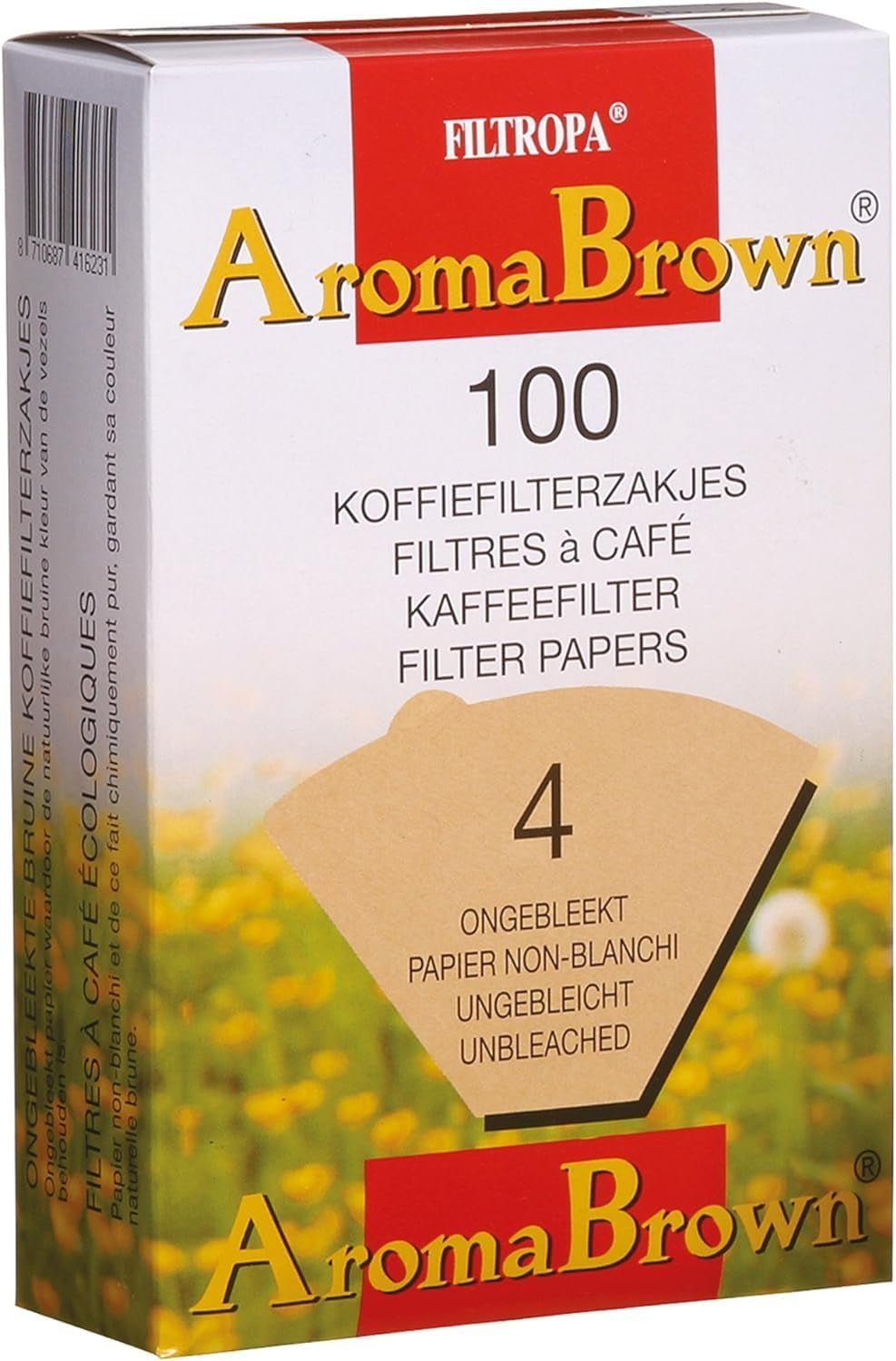 Coffee Filter Papers Size 4, Unbleached, 100% Natural, Pack of 100