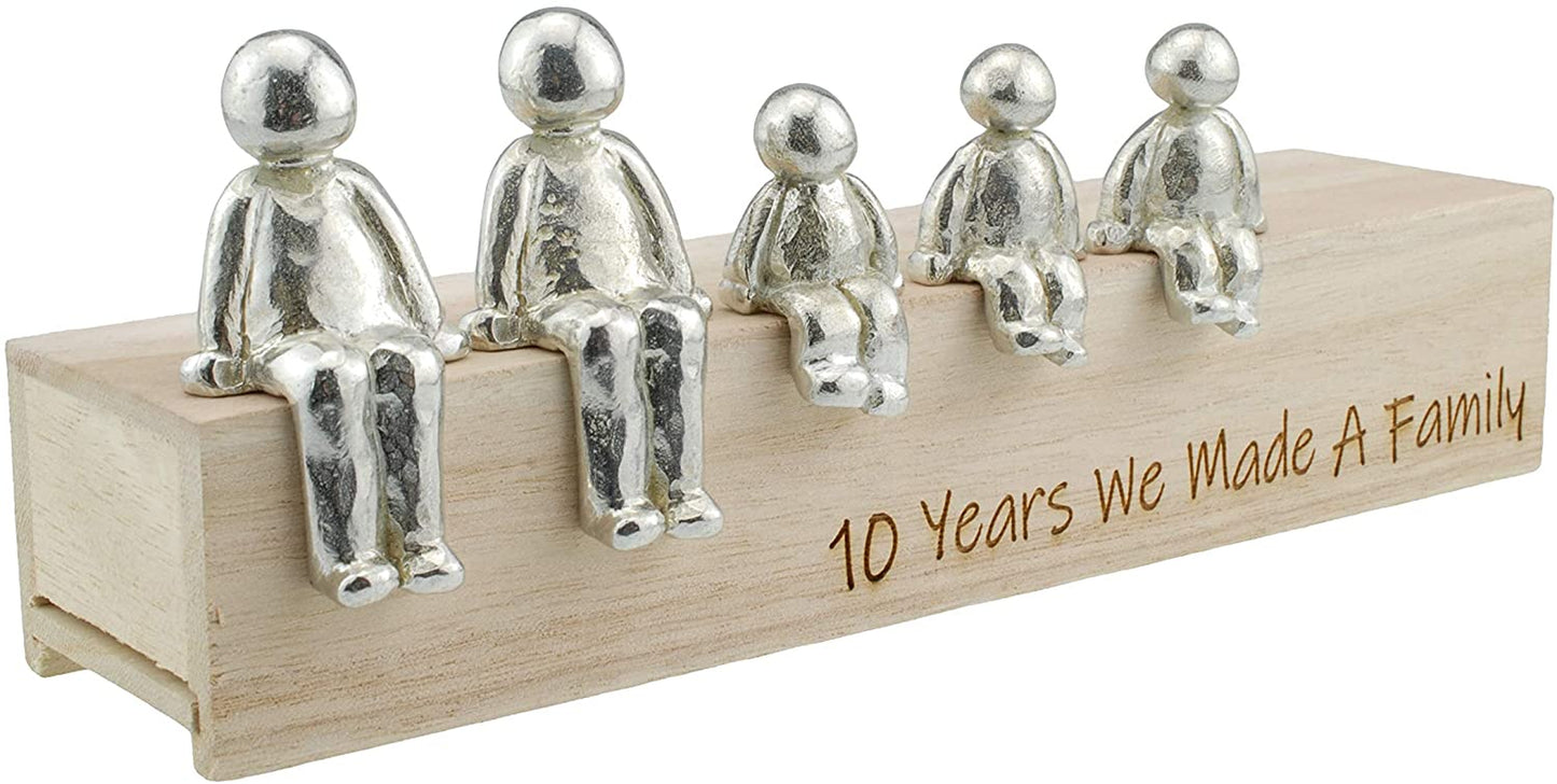 10Th Anniversary Idea 10 Years We Made a Family 100% Tin - Choose Your Family Combination Gift (3 Children)