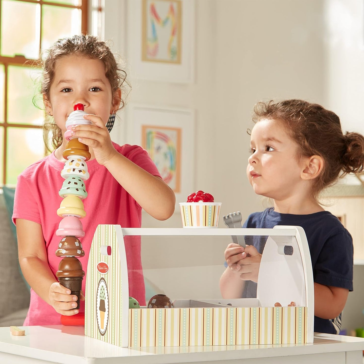 Wooden Ice Cream Toy Shop, Ice Cream Toy, Wooden Play Food Sets for Children, Wooden Food Toys & Play Kitchen Accessories, Play Food & Kitchen Toys, Gift for 3 Year Old Boy or Girl