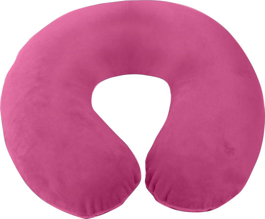 Memory Foam Moulded Pressure Relief Neck Cushion. Comfort & Posture, Ideal for Travel. Supports the Head, Neck and Chin When Sleeping. Use for Plane, Train or Car Journeys. Travel Pillow Pink