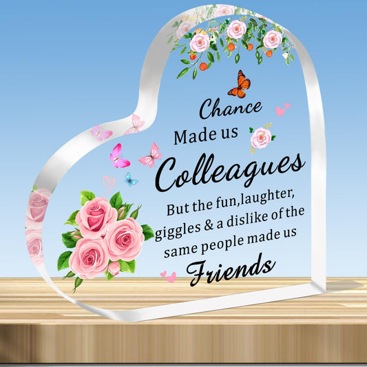Leaving Gifts for Colleagues Women Acrylic Heart Work Bestie Gifts Colleagues Going Away Gifts Chance Made Us Colleagues Present