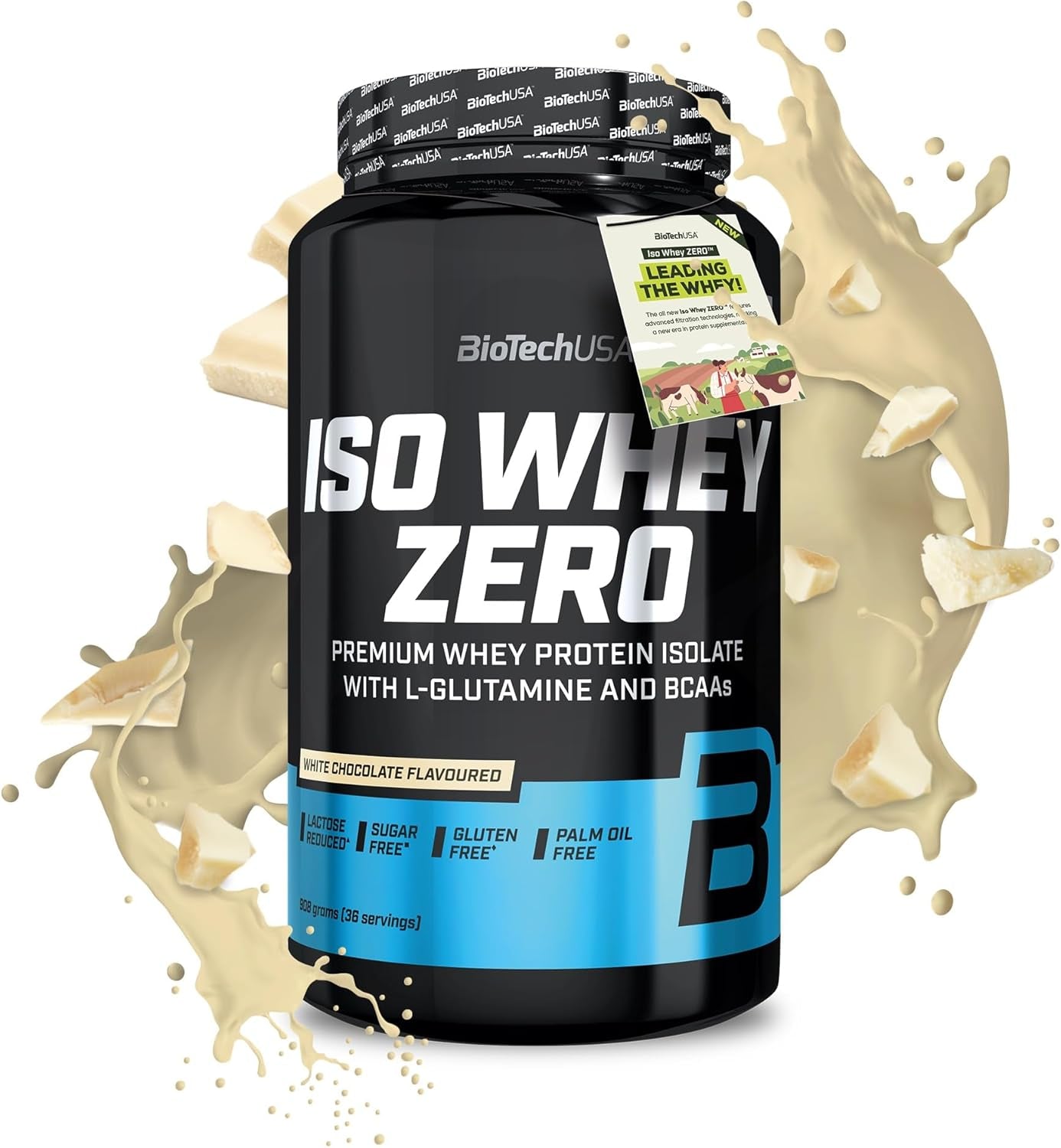 Iso Whey Zero | Premium Whey Protein Isolate | Grass-Fed | Enzyme-Free | Sugar- and Gluten-Free, 908 G, Whitechocolate