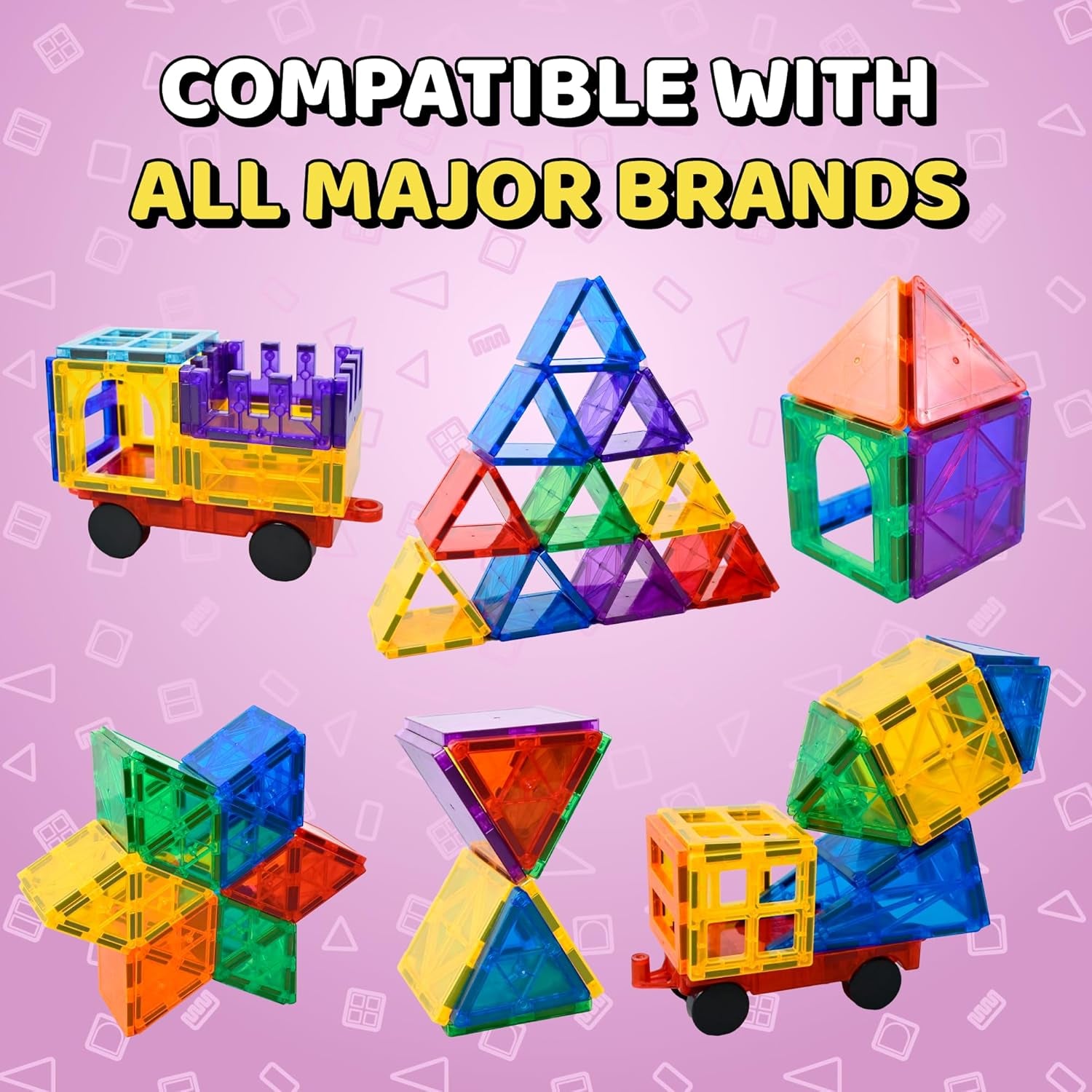 Magnetic Tiles - 100 Piece Set + 4 Play Figures + Storage Bag - Magnetic Building Blocks for Kids - Educational STEM Magnet Toys for 3, 4, 5, 6, 7 Year Old Boys & Girls - Magnetic Shapes
