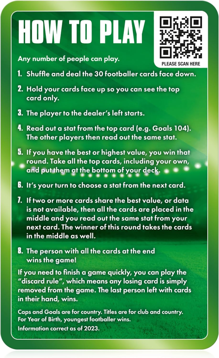World Football Stars Specials Card Game Green, Play with Lionel Messi, Neymar and Harry Kane, Educational Gift and Toys for Ages 6 Plus