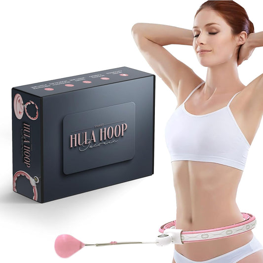 Fitness Hula Hoops, Weighted Hula Hoop for Adults 360 Degree Auto-Spinning Ball Massage, Infinity Hoop, Weight Loss Exercise Equipment for Home Use - 24 Detachable Knots/Link