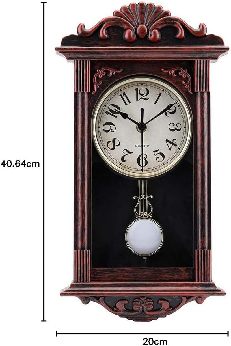 Pendulum Wall Clock Retro Quartz Decorative Wall Clock for Living Room, Office, Home Decor(16 Inch, Bronze)