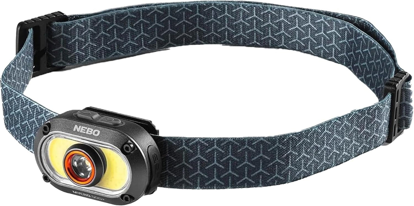 MYCRO 500+ Head Torch - Rechargeable Headlamp & Cap Light for Runners - Headlight with Strap for Outdoor Activities, Running & Sports, Water Resistant - 500 Lumen.