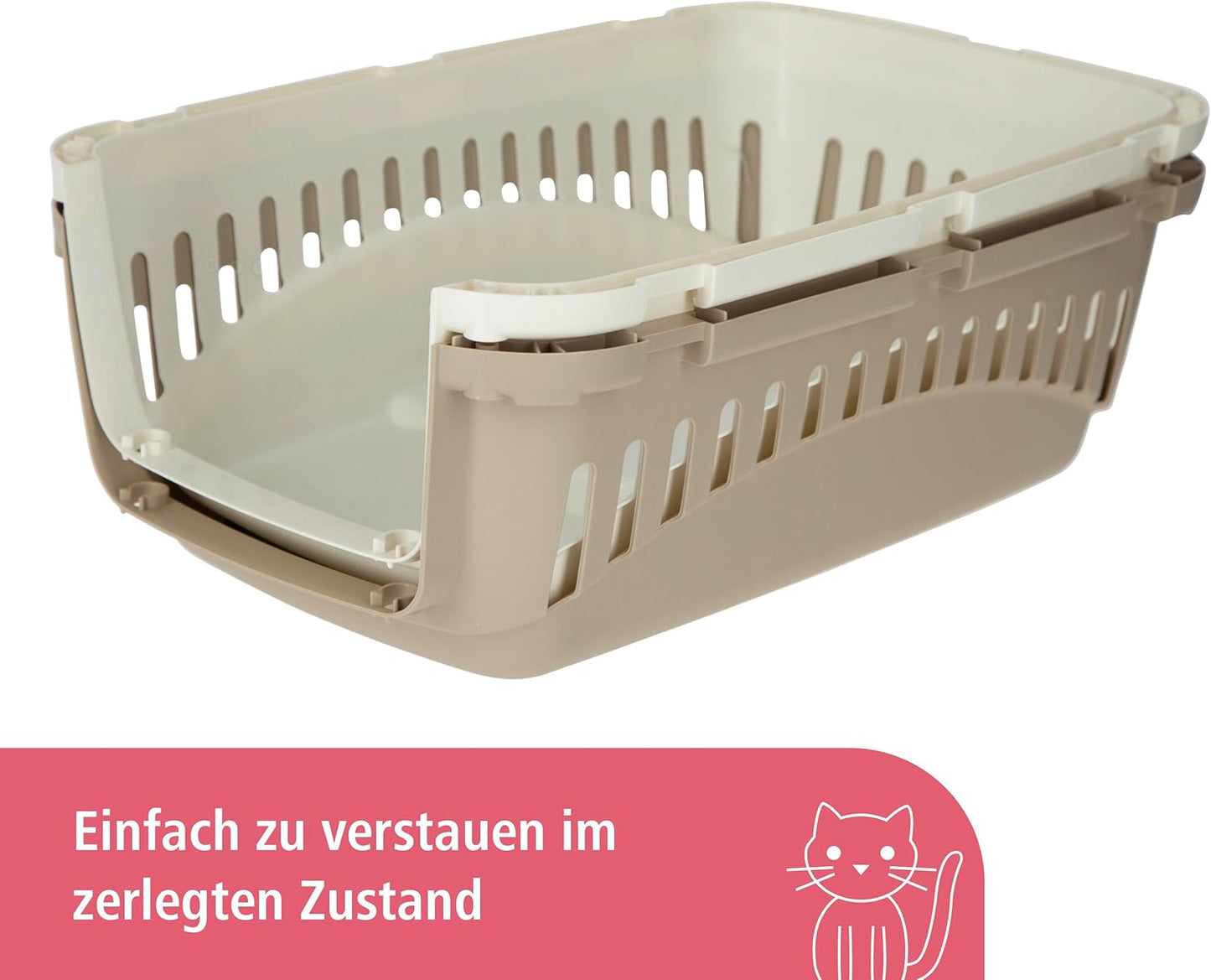 Kerbl Transport Box Expedion with Plastic Door, 45 X 30 X 30 Cm, Cream/ Taupe