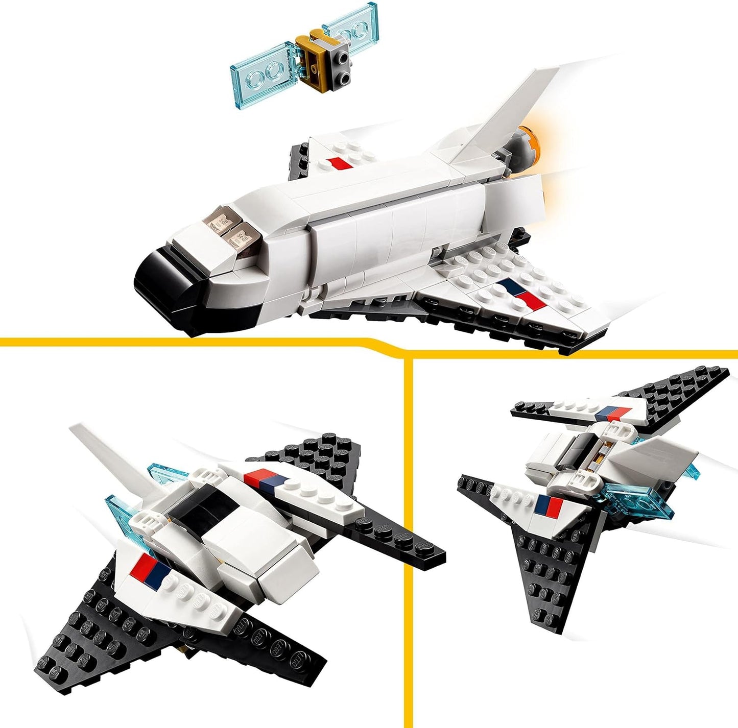 31134 Creator 3 in 1 Space Shuttle Toy to Astronaut Figure to Spaceship, Building Toys for Kids, Boys, Girls Aged 6 and Up, Creative Gift Idea