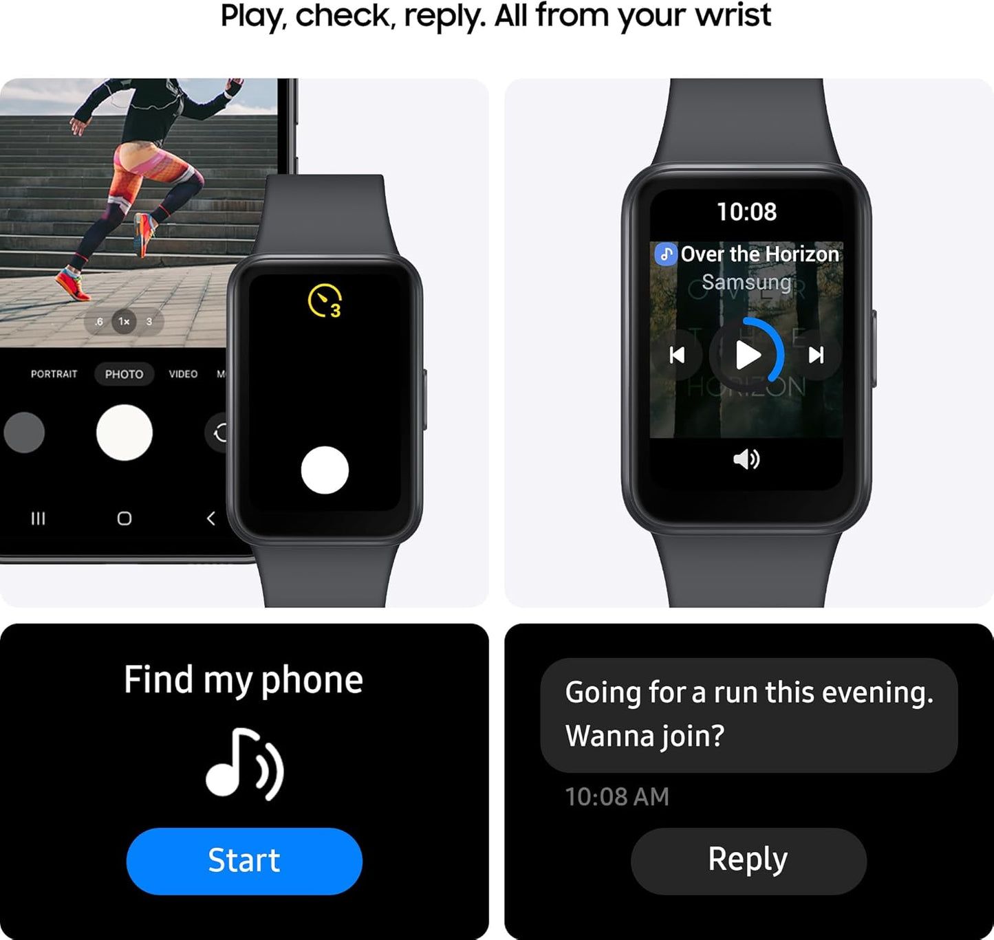 Galaxy Fit3, Smart Watch, Fitness Tracker, Health Monitoring, Black, 3 Year Manufacturer Extended Warranty (UK Version)
