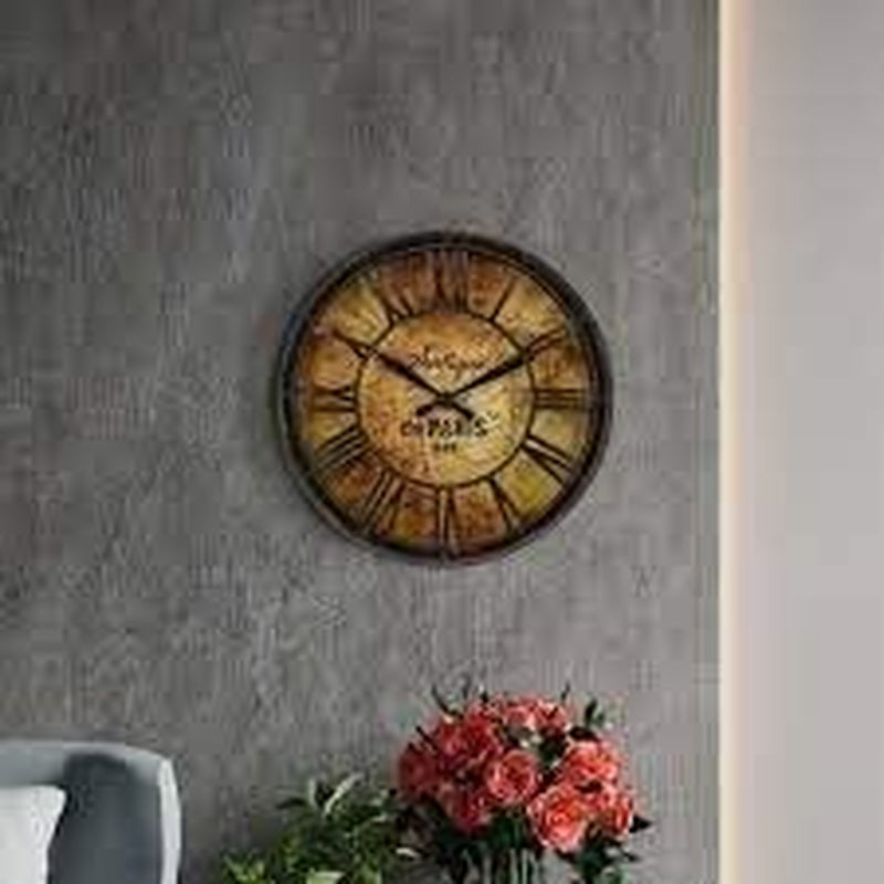 20Cm Wall Clock Antique Effect Distressed round Clock | Antique De Paris Wall Mounted Clock | Vintage Style Wall Clock