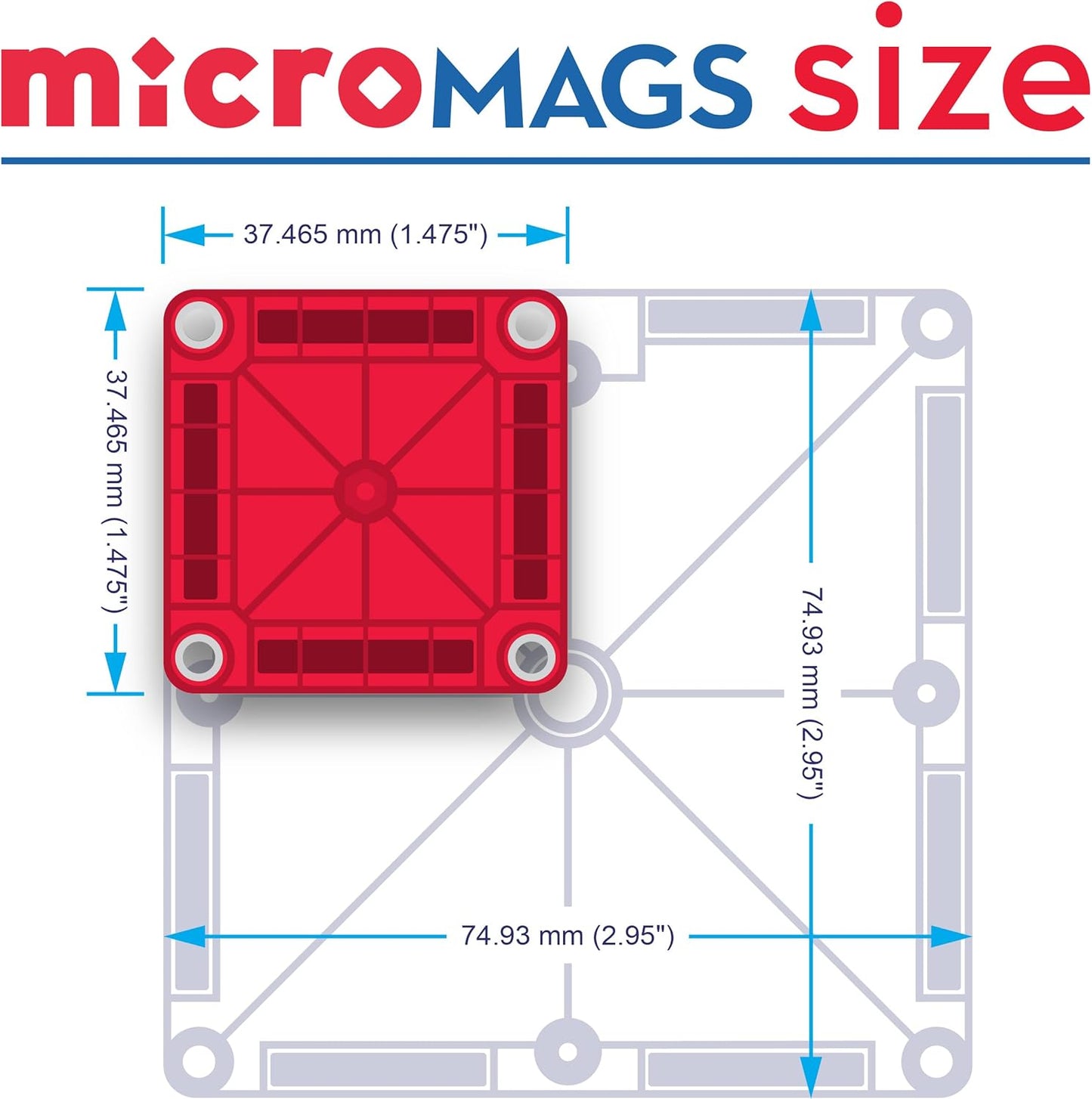 Micromags 26-Piece Travel Magnetic Construction Set – Bold Colors, the Original Magnetic Building Brand