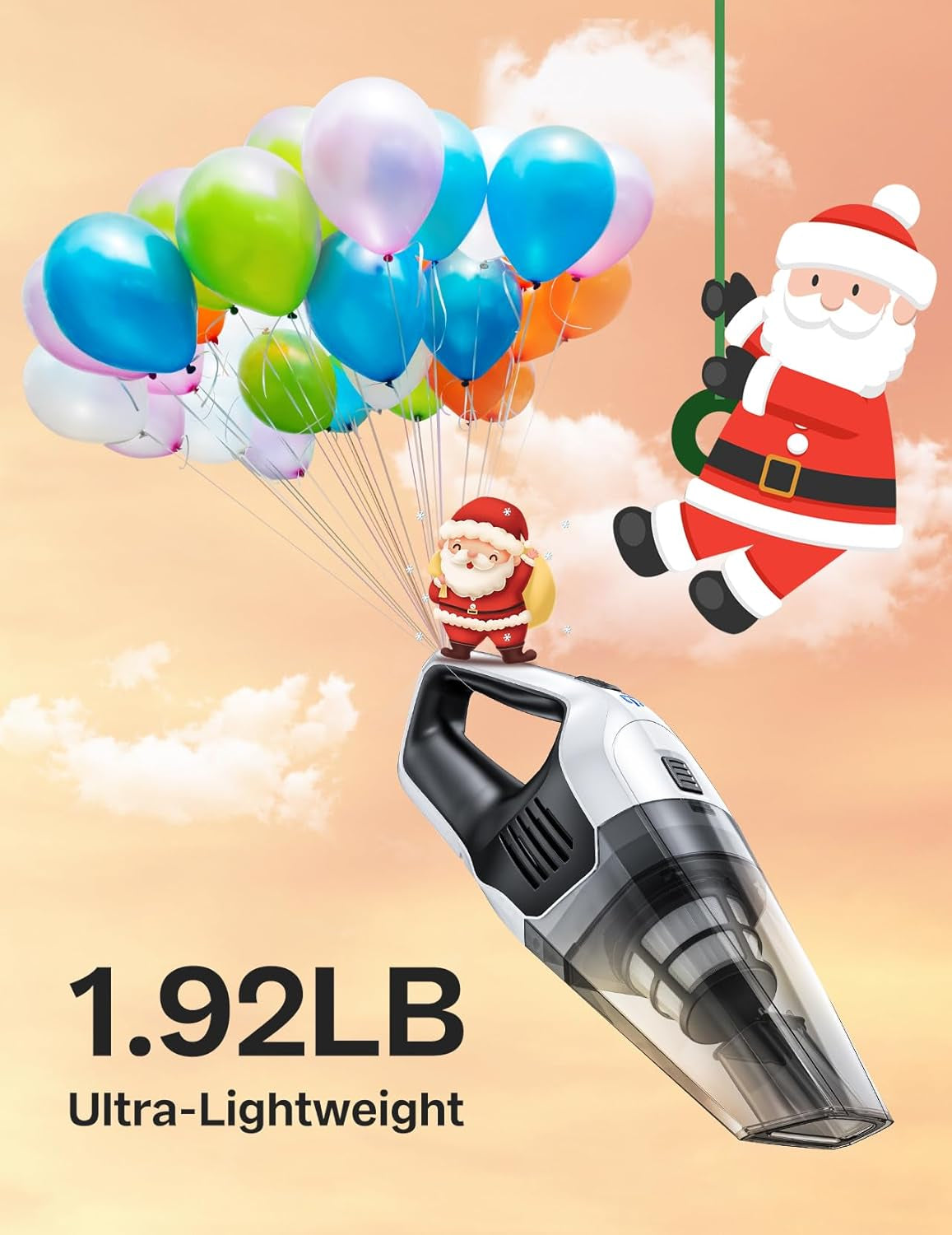 Handheld Vacuum Cleaner, Powerful Suction Portable Lightweight Hand Held Vacum Cordless with 25-30Mins Long Runtime Rechargeable Battery Quick Charge for Home Car Carpet Stairs Pet Hair Cleaning