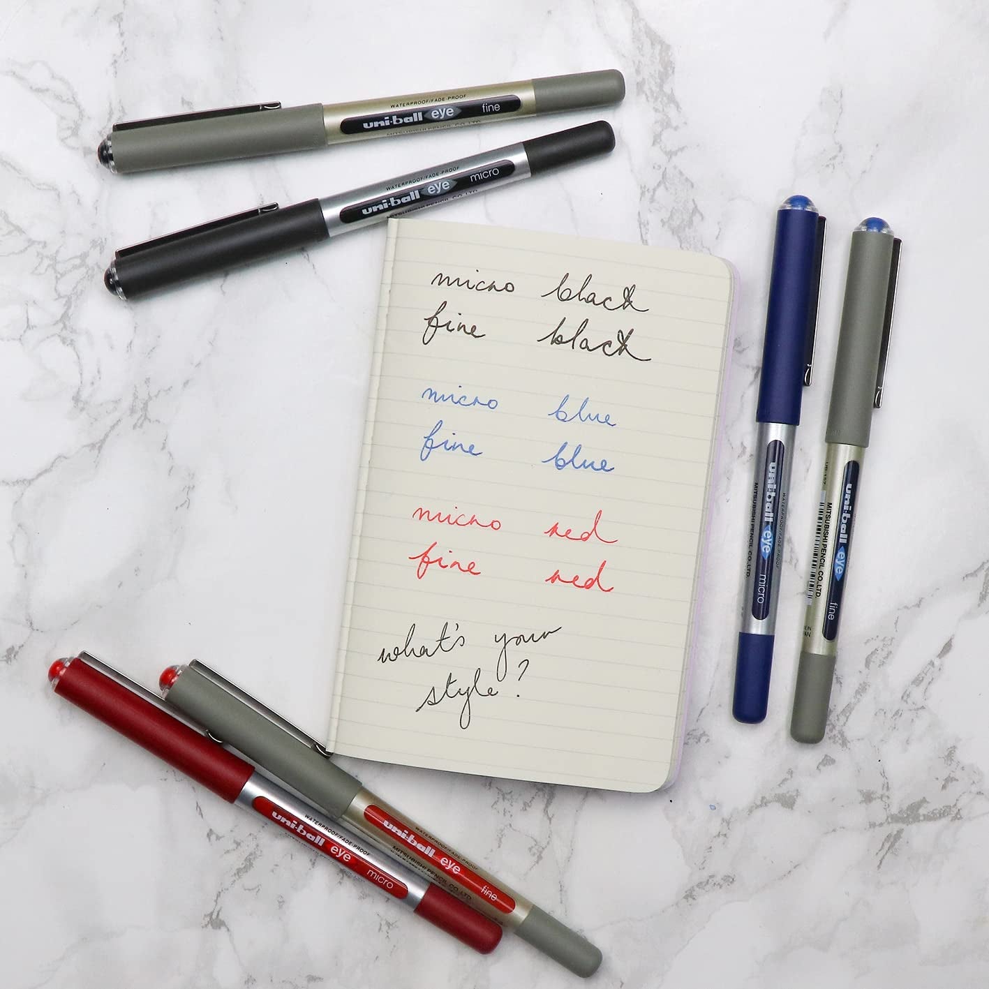 UB-157 Eye Rollerball Pens. Premium Fine 0.7Mm Ballpoint Tip for Super Smooth Handwriting, Drawing, Art, Crafts and Colouring. Fade and Water Resistant Liquid Uni Super Ink. Pack of 5 Blue