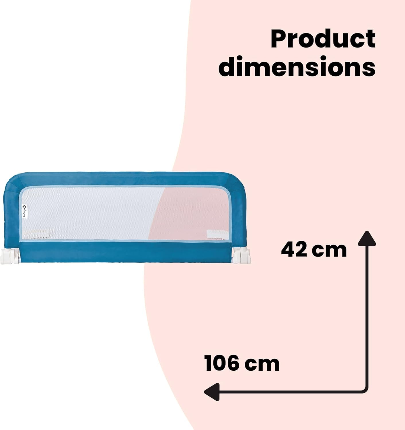 Portable Bed Rail, 106 X 42Cm,Foldable Bed Guard for Toddler Bed, 18 Months – 5 Years, Portable Travel Bed Guard, Mesh Fabric, Easy to Install, Automatic Lock, Easy to Transport, Blue