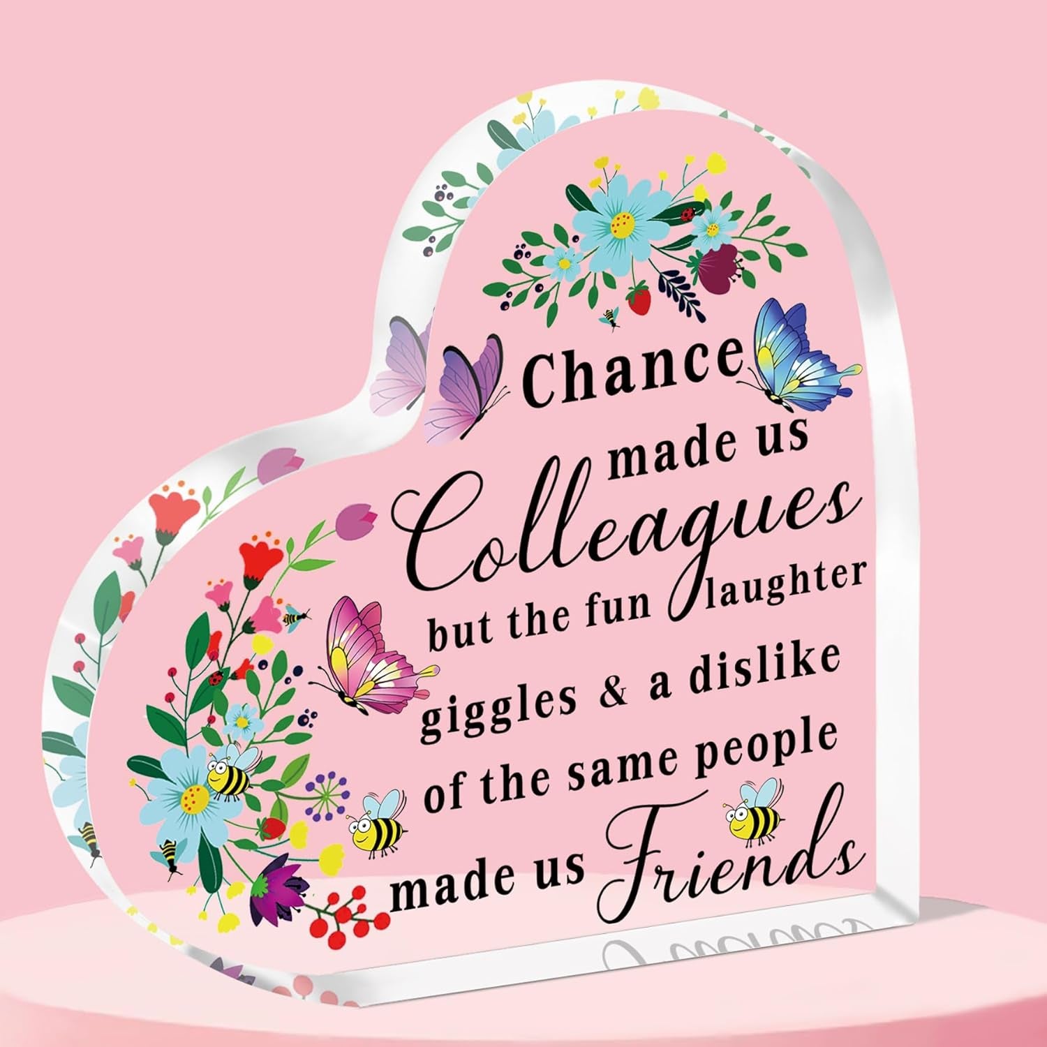 Leaving Gifts for Colleagues Women, Retirement Gifts for Women, Chance Made Us Colleagues Best Coworker Acrylic Plaque Gift for Work Bestie Friend Going Away Present for Women