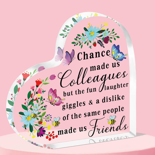 Leaving Gifts for Colleagues Women, Retirement Gifts for Women, Chance Made Us Colleagues Best Coworker Acrylic Plaque Gift for Work Bestie Friend Going Away Present for Women