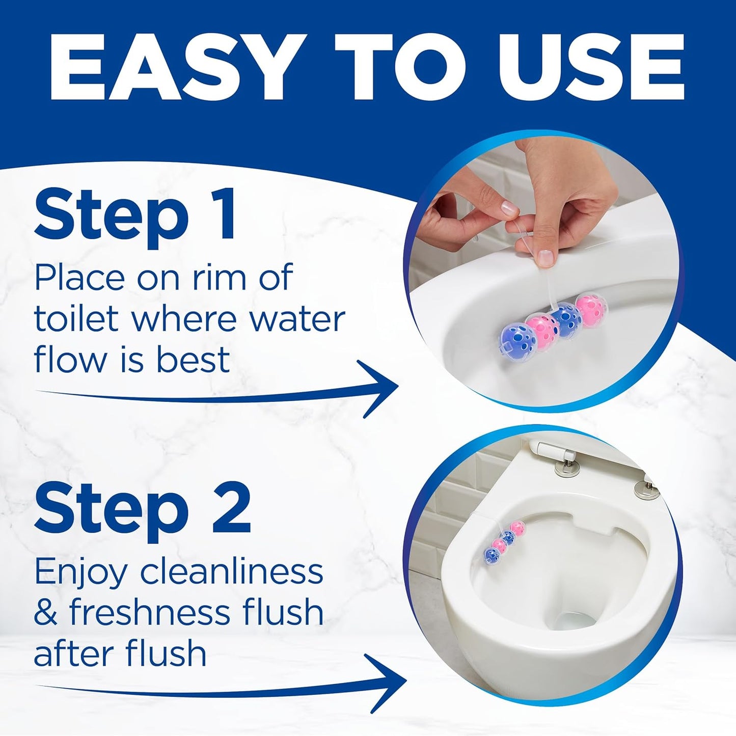 Power Active Toilet Rim Block Fresh Flowers, with Anti-Limescale, Cleaning Foam, Dirt Protection and Extra Freshness - Pack of 3 Rimblocks