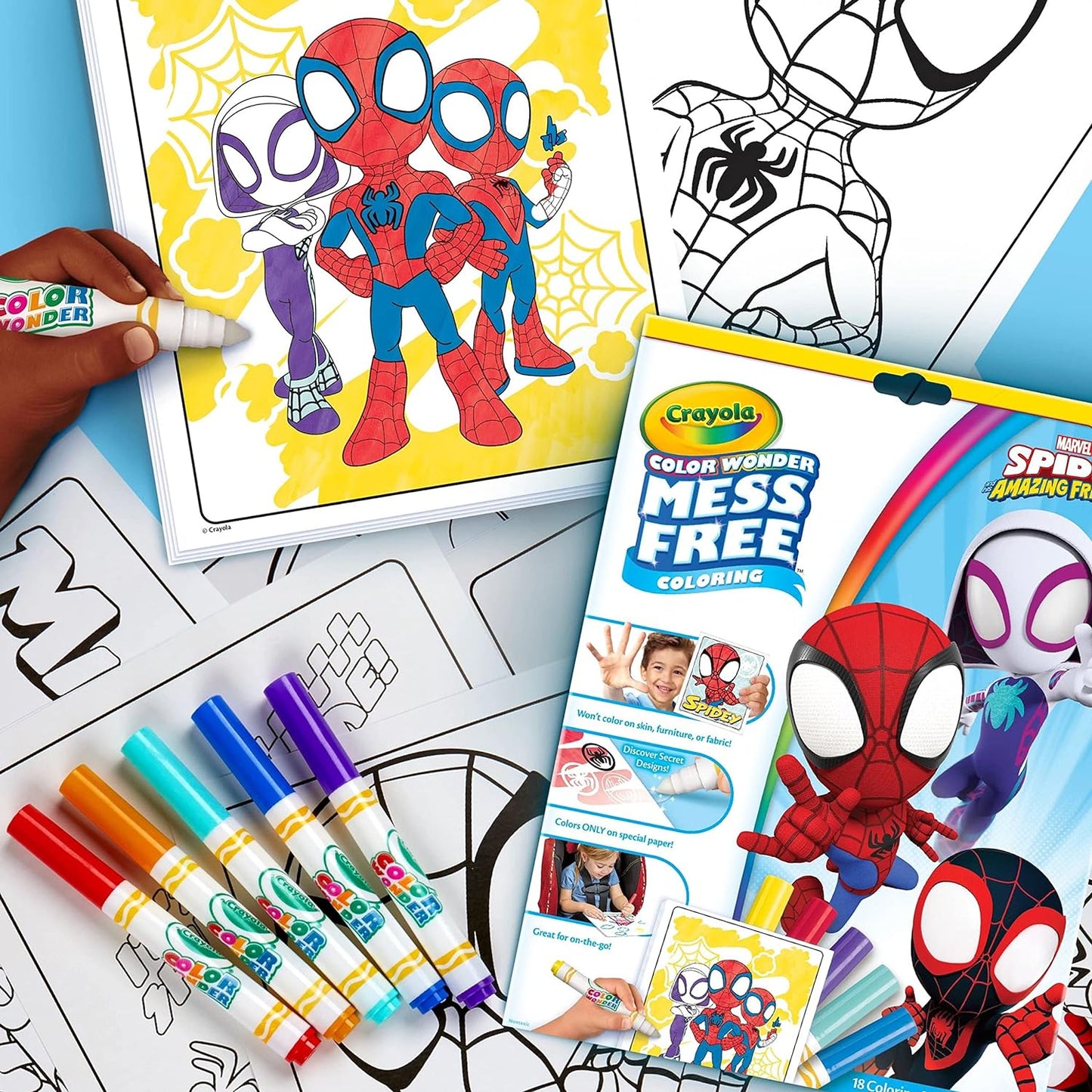 Color Wonder - Marvel Spidey and His Amazing Friends Mess-Free Colouring Book (Includes 18 Spider Man Colouring Pages & 5 Magic Color Wonder Markers)