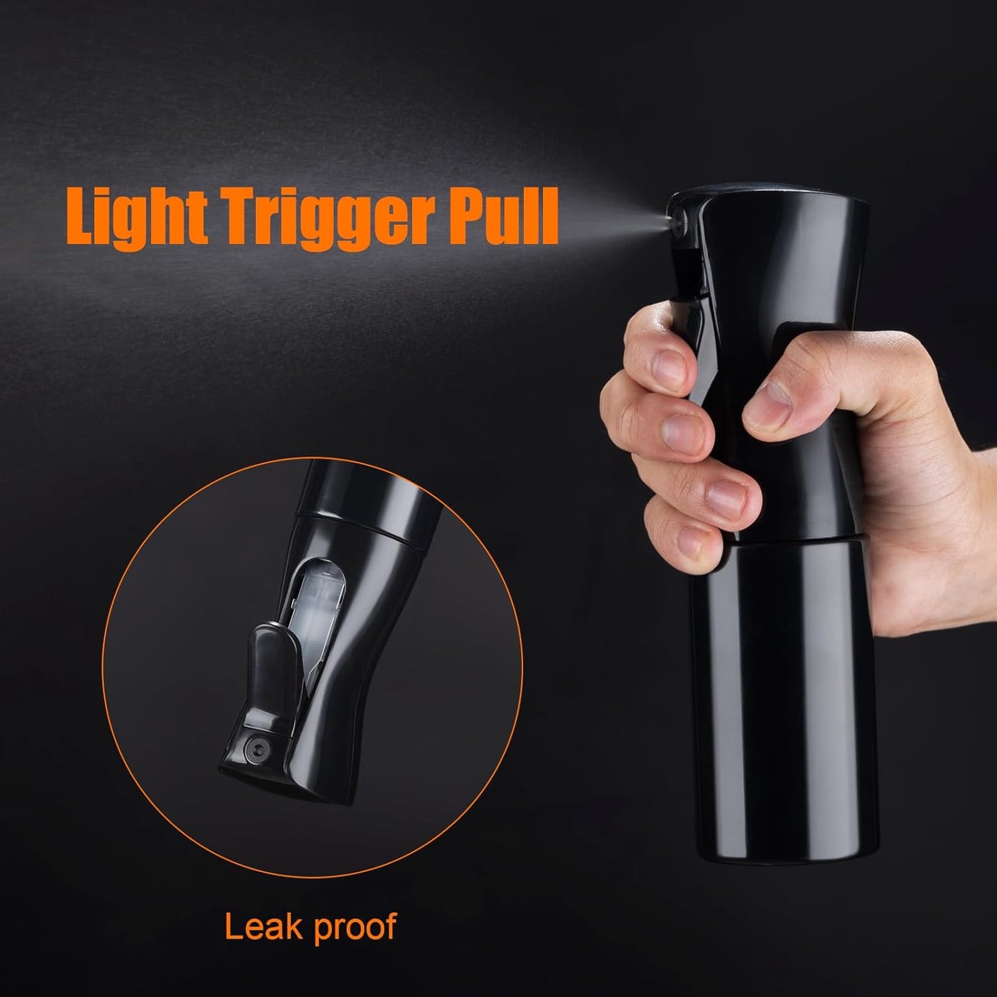 200Ml Small Water Spray Bottles, Continuous Mist Empty Hair Spray Bottles for Cleaning, Curly Hair, Plants GE2001B-200B, Black