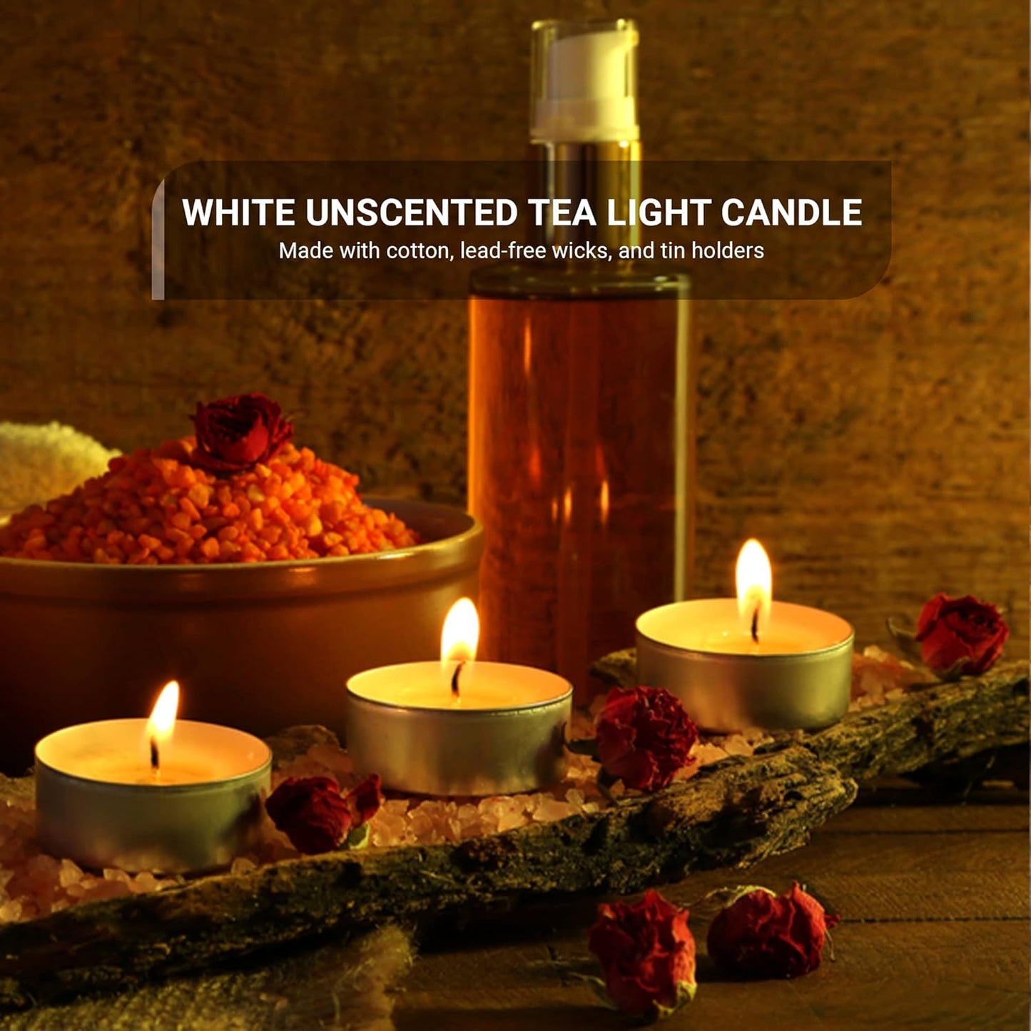 Tea Lights Candles 4-Hour Burn (50 Pack) - White T Lights - Unscented 3.8 X 2.3 Cm - 4Hr -