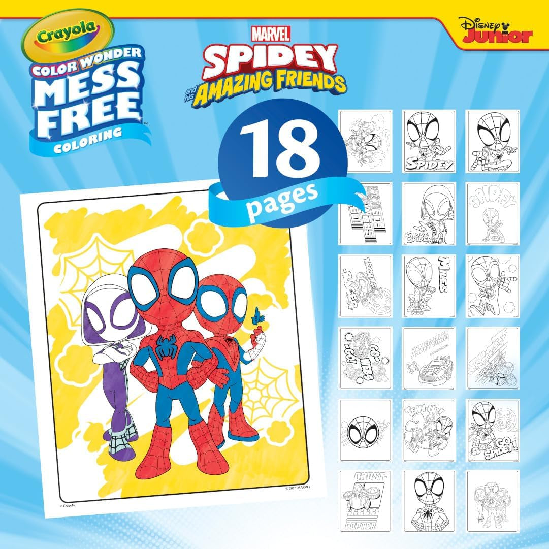Color Wonder - Marvel Spidey and His Amazing Friends Mess-Free Colouring Book (Includes 18 Spider Man Colouring Pages & 5 Magic Color Wonder Markers)