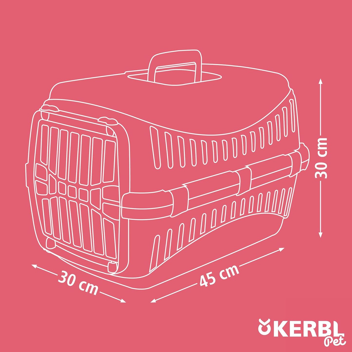 Kerbl Transport Box Expedion with Plastic Door, 45 X 30 X 30 Cm, Cream/ Taupe