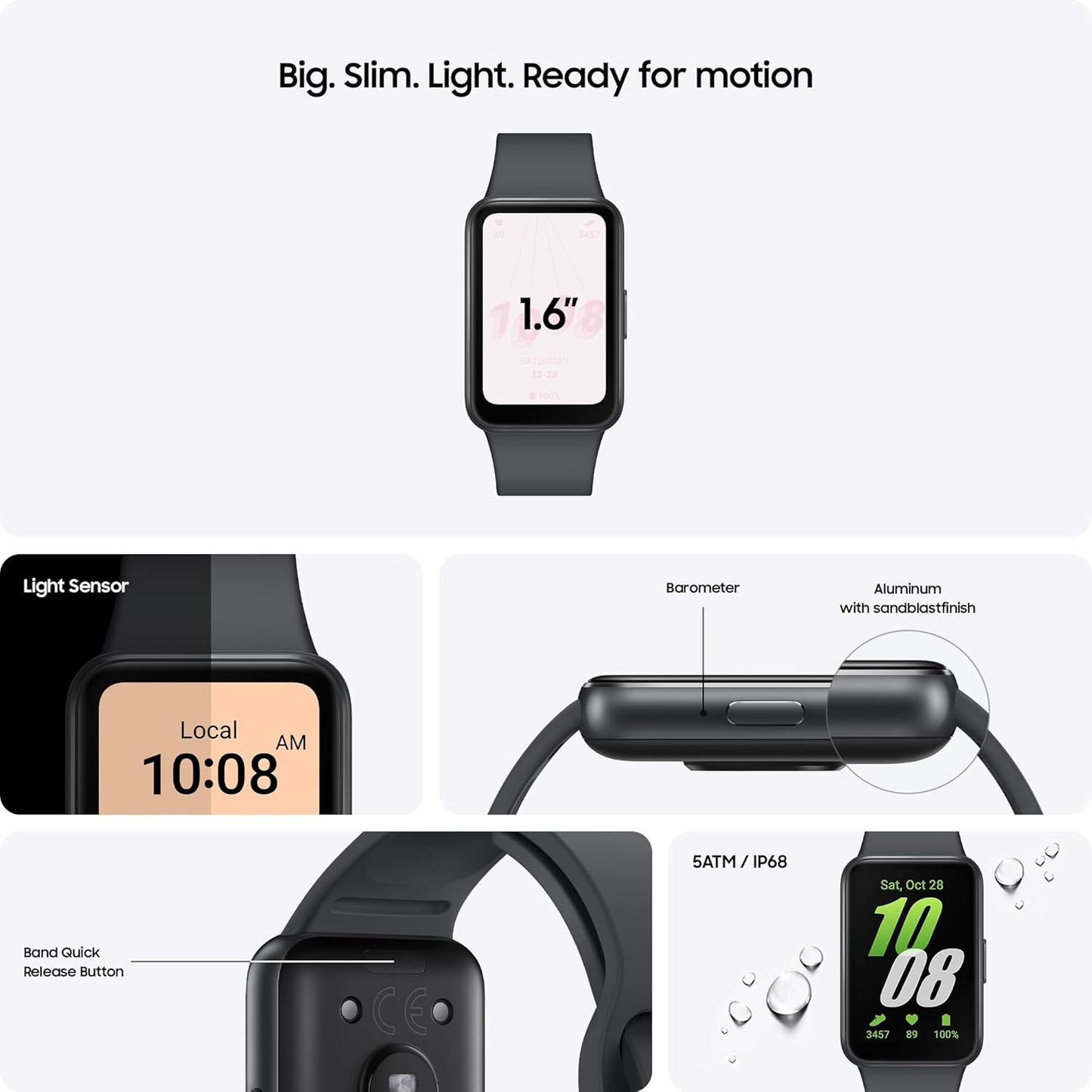 Galaxy Fit3, Smart Watch, Fitness Tracker, Health Monitoring, Black, 3 Year Manufacturer Extended Warranty (UK Version)