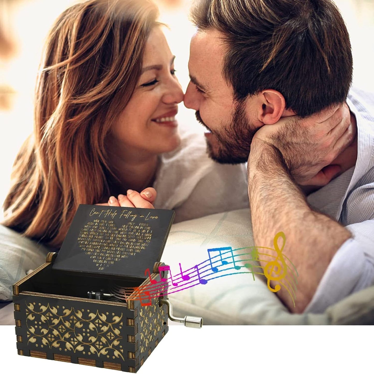 Can'T Help Falling in Love Music Box, Birthday Gifts for Wife Girlfriend Women, Vintage Wooden Hand Crank Music Box, Christmas Valentine Wedding Anniversary Romantic Gift