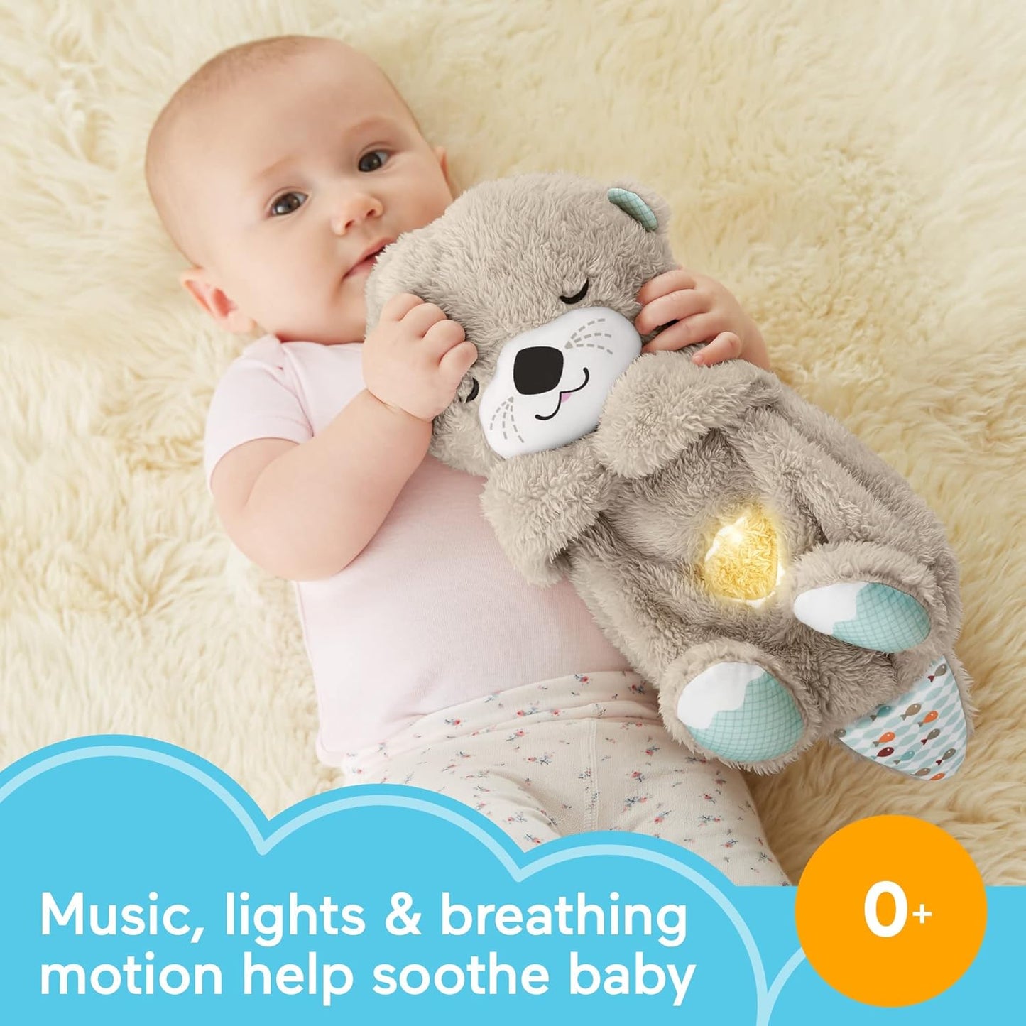 Soothe 'N Snuggle Otter | Newborn Baby Toys & New Baby Gifts | Plush Soft Toys for Babies with Light and Sound Machine | Baby Girl and Baby Boy Gifts | Newborn Essentials, FXC66