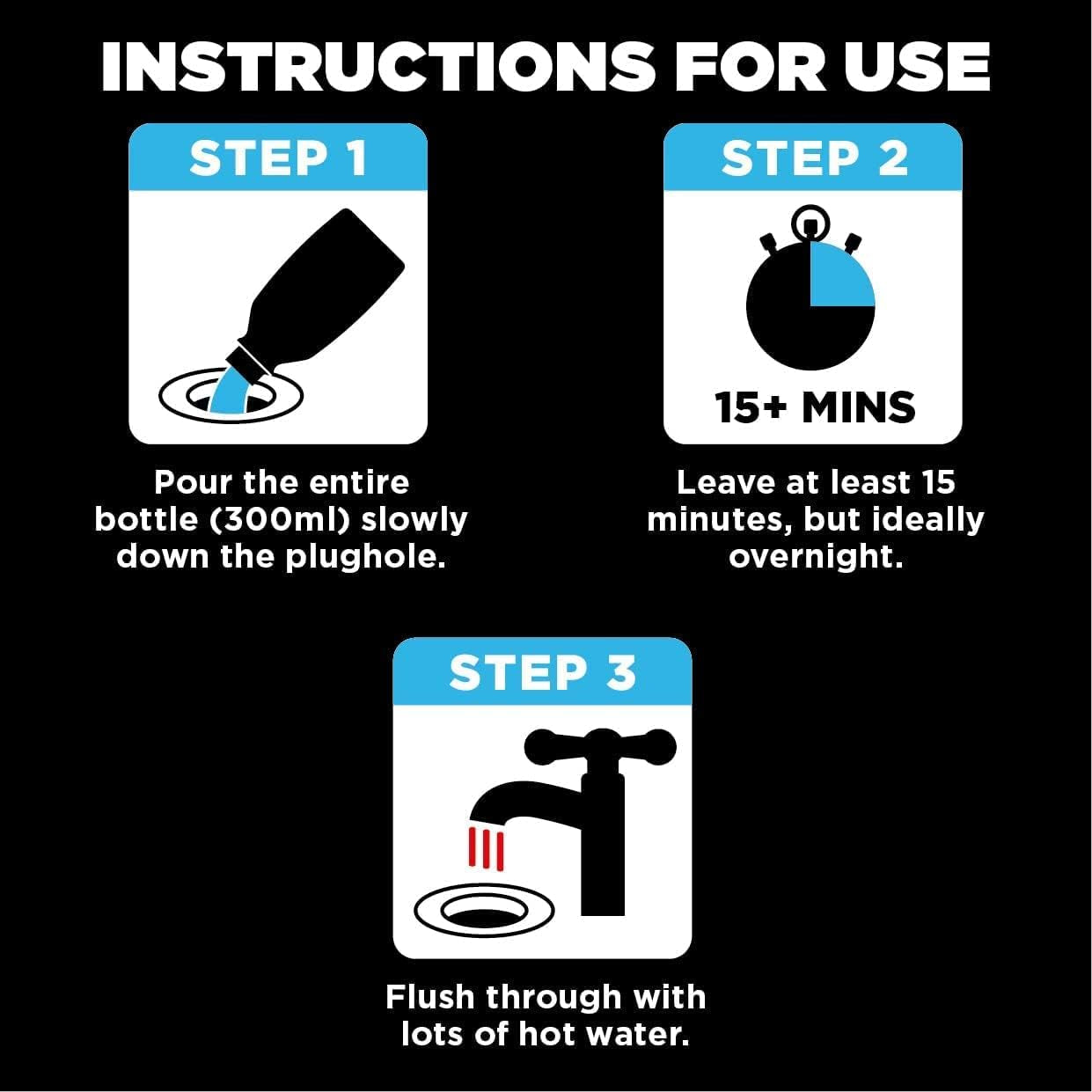 Bathroom Drain Unblocker 300Ml, Pack of 2 – Sink Unblocker Removes Hair & Sludge in Showers, Baths & Sinks. Fast-Acting Shower Drain Unblocker Clears Blockages & Slow-Draining Water