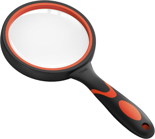 Large 10X Magnifying Glasses for Reading Handheld Magnifying Glass for Bobbies Applied to Science Books Hobby Observation Premium Soft Hand Shank for Seniors