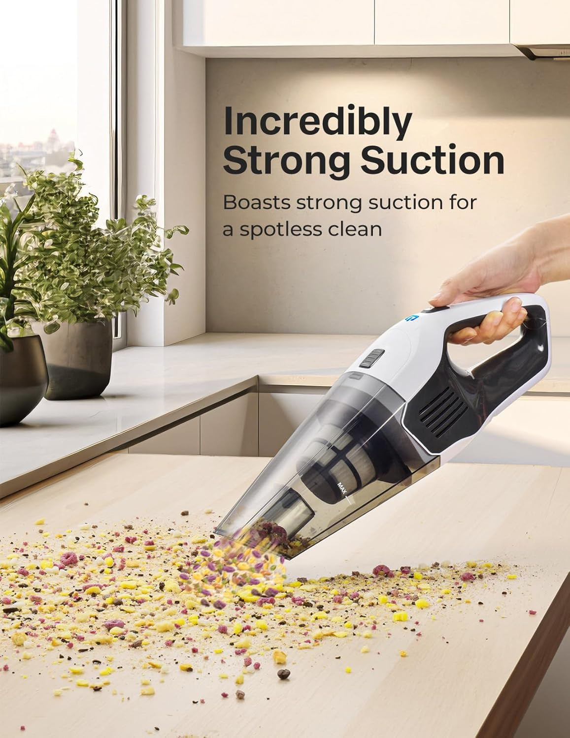 Handheld Vacuum Cleaner, Powerful Suction Portable Lightweight Hand Held Vacum Cordless with 25-30Mins Long Runtime Rechargeable Battery Quick Charge for Home Car Carpet Stairs Pet Hair Cleaning