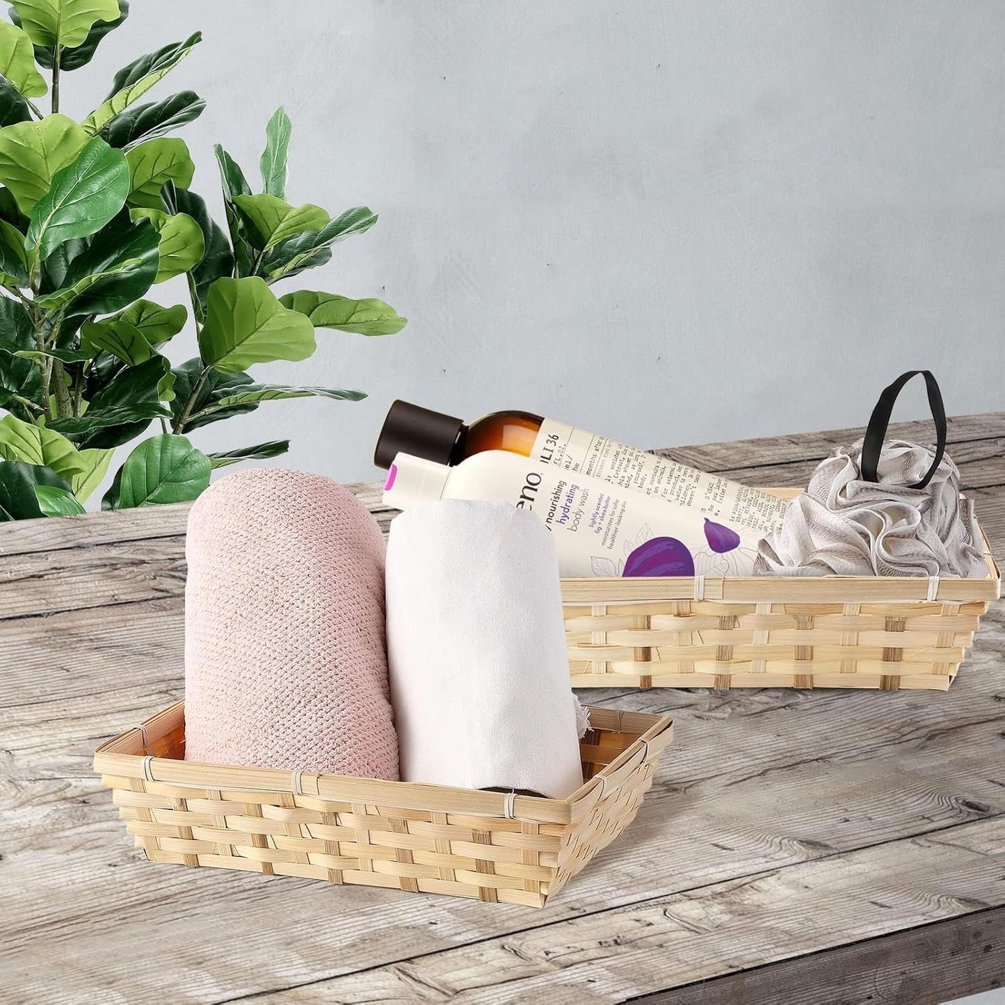 10 Pcs Natural Bamboo Basket Gift Hampers Retail Display Home Organizer (XX Large)