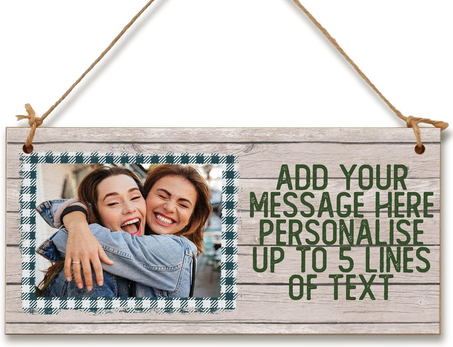 Personalised Wooden Plaque with Photo Add Your Own Message Friendship Bffs Family Door Sign Hanging Gift Home Decor