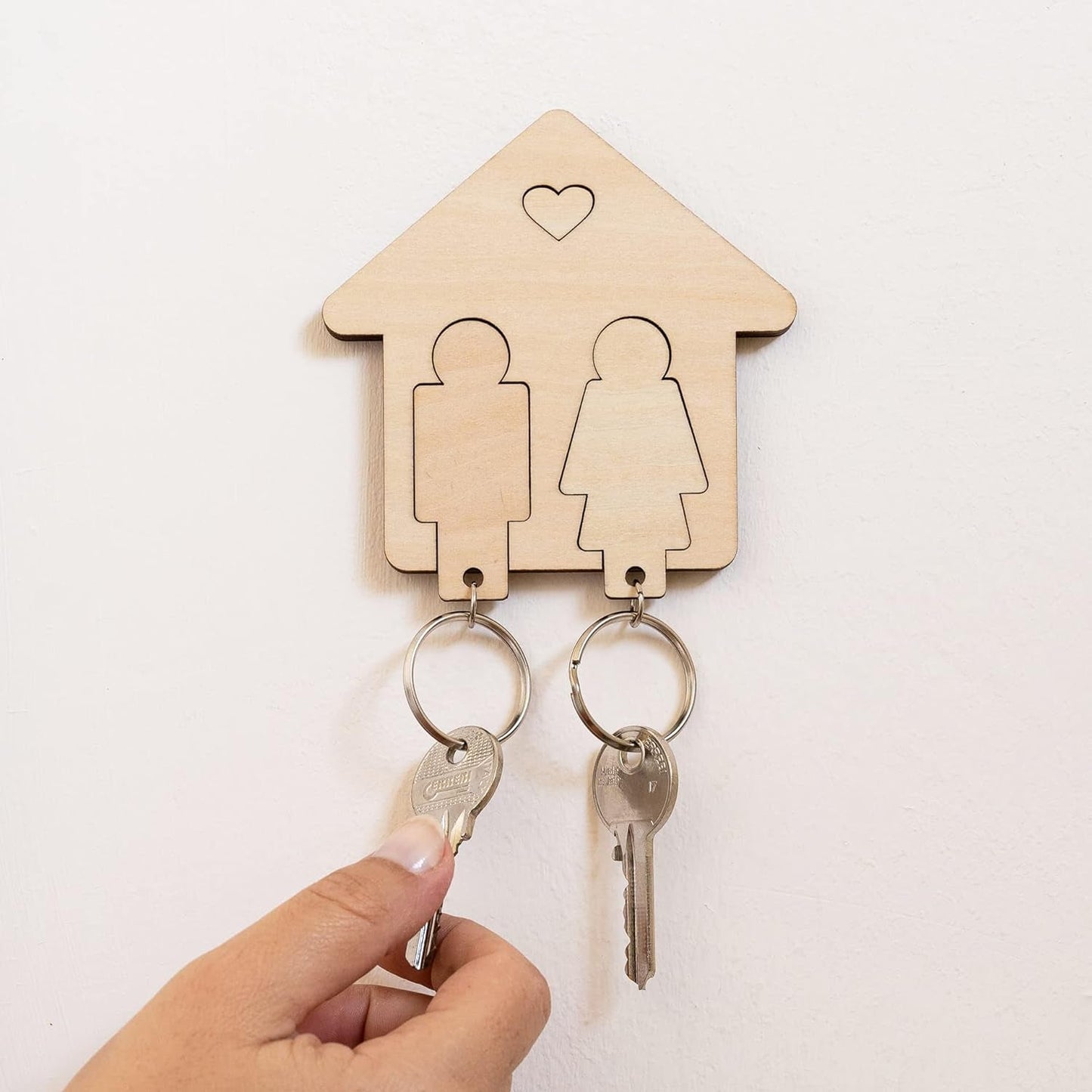 LAC Couples Keyrings - Couples Gifts for His and Hers - House Warming Gifts New Home Accessories - Wooden Key Holder