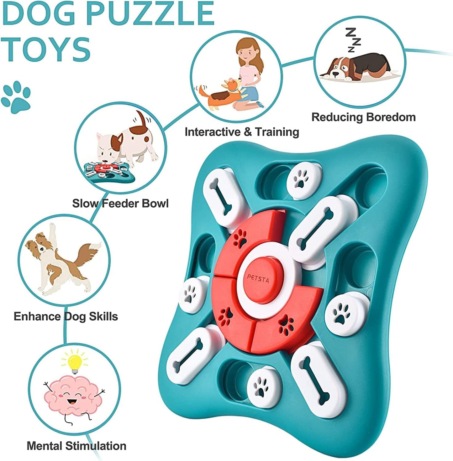 Dog Puzzle Toys, Interactive Dog Toys for Dog Birthday, Dog Toys for Boredom for Dog Puzzle, Slow Feeder Dog Bowl for IQ Training and Brain Stimulation, Dog Treat Toy Squeaky with Puppy Toys