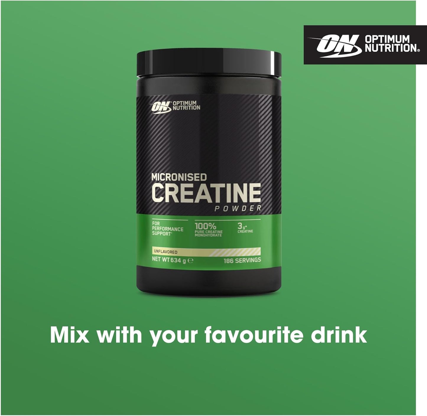 Micronised Creatine Powder, 100% Pure Creatine Monohydrate Powder for Performance and Muscle Power, Unflavoured Shake, 186 Servings, 634 G