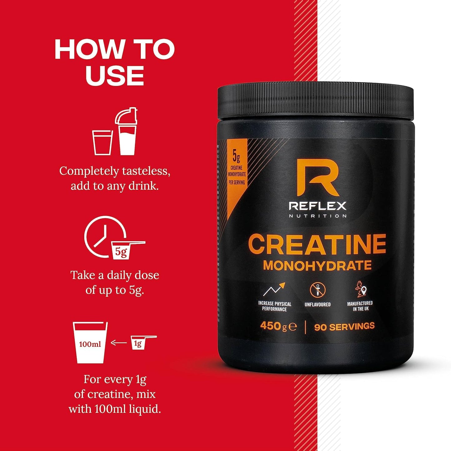 Nutrition Creatine Monohydrate, 100 Percent Creatine Monohydrate, 450G
