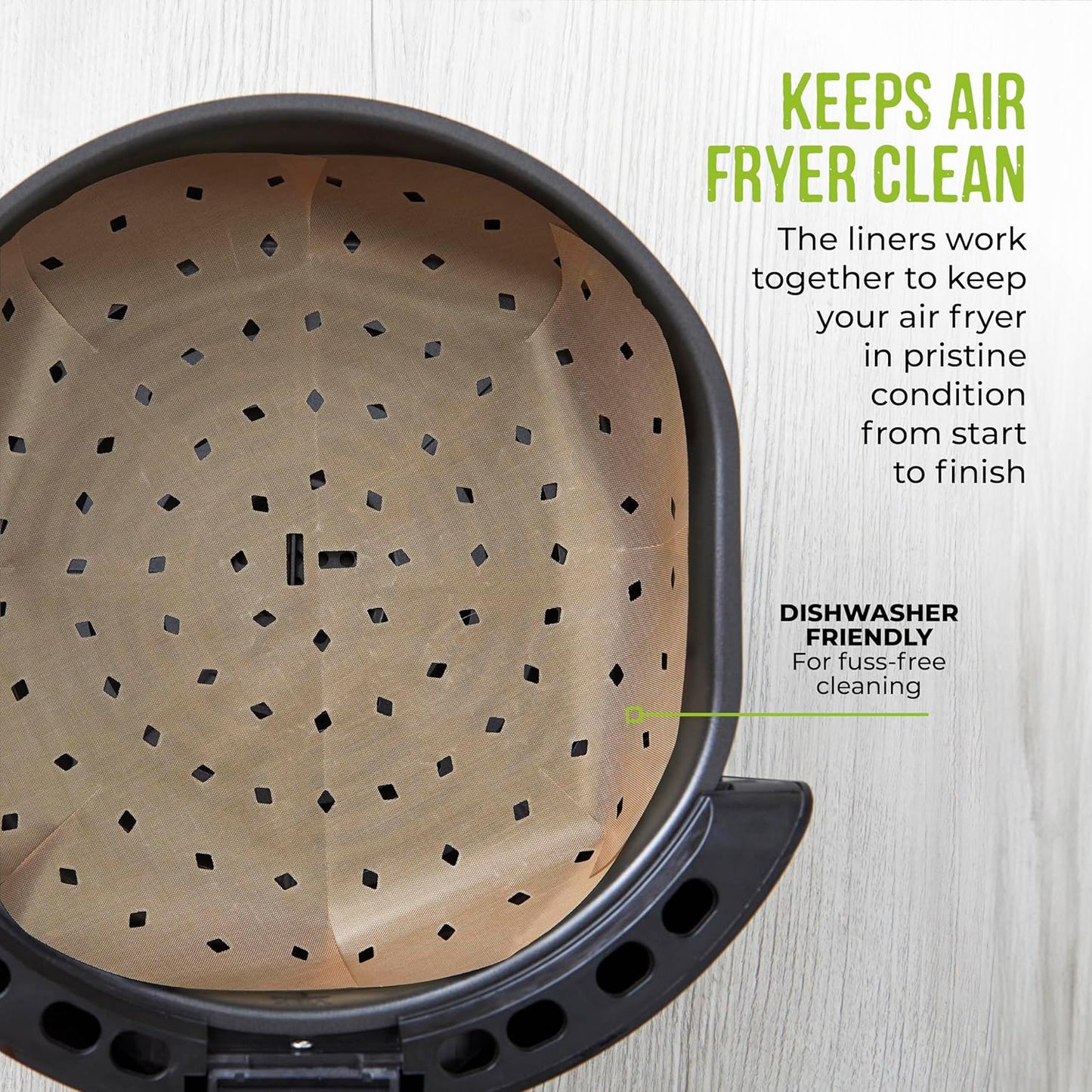 TLINER1 4 Pack of round Air Fryer Liners, Suitable for Air Fryers between 2 Litre and 4 Litre, Non-Stick, Reusable, Gold & Black