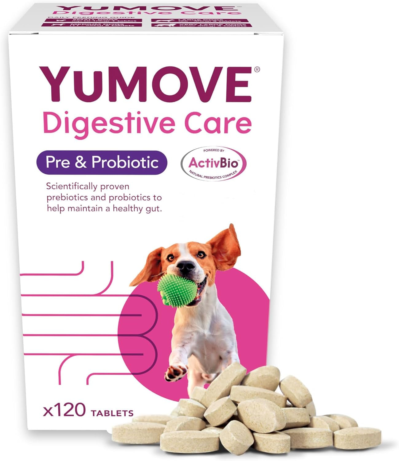 Digestive Care for All Dogs | Previously Yudigest | Probiotics for Dogs with Sensitive Digestion, All Ages and Breeds | 120 Tablets