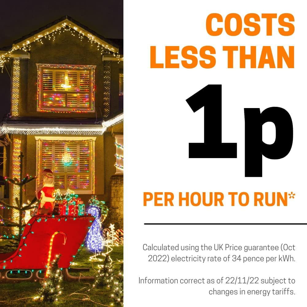 ® Christmas Lights 220 LED 7.5M/24Ft Icicle Lights Outdoor & Indoor Cool White Decorations String Fairy outside Lights with Timer for Xmas Garden Bedroom & Party|Mains Powered Green Cable