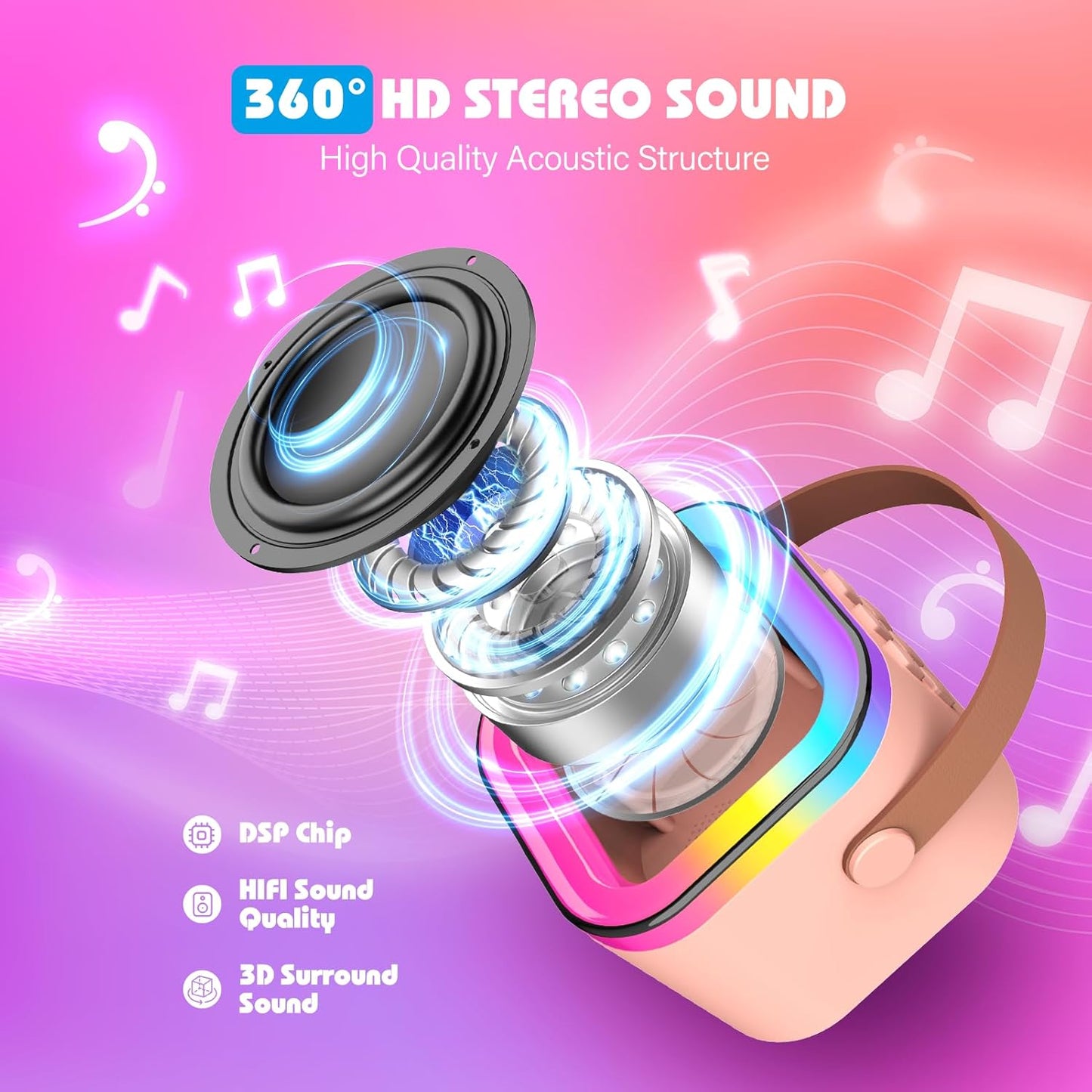 Karaoke Machine 2 Microphones, Birthday Gifts for Girls Toys Age 3-15 Year Old Girls Gifts Kids Microphone Toys for 3-12 Year Old Girls Birthday Presents Christmas Xmas Gifts for Kids Toys
