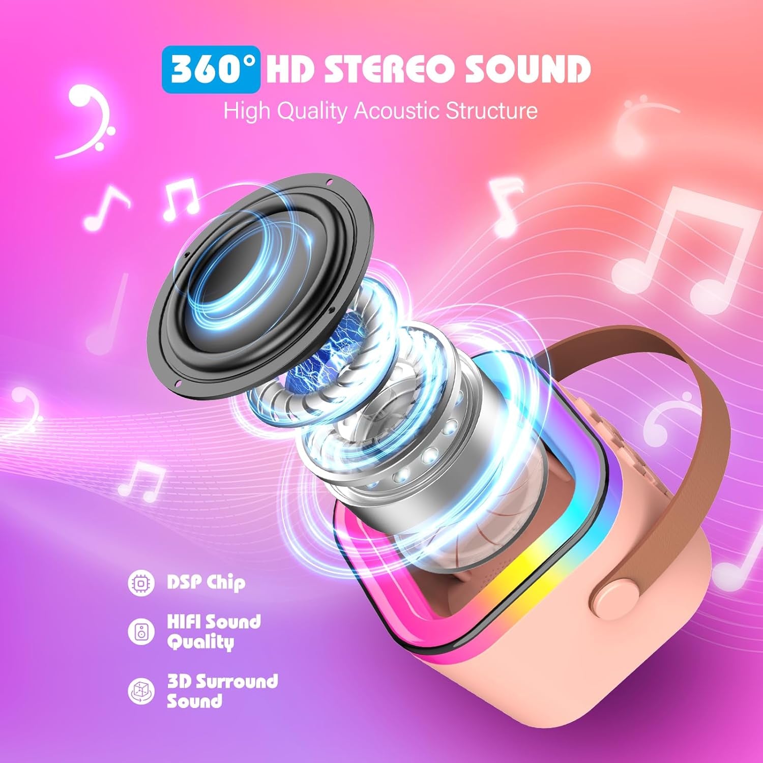 Karaoke Machine 2 Microphones, Birthday Gifts for Girls Toys Age 3-15 Year Old Girls Gifts Kids Microphone Toys for 3-12 Year Old Girls Birthday Presents Christmas Xmas Gifts for Kids Toys