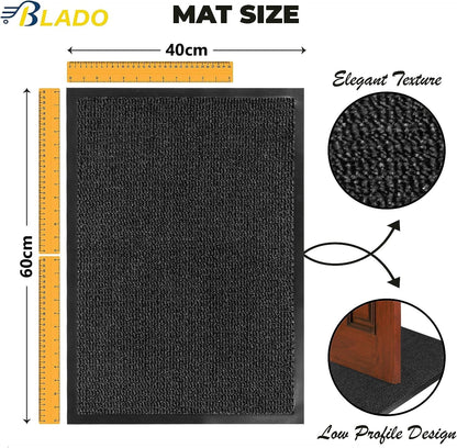 Washable Door Mats Indoor & Outdoor - Non-Slippery Heavy Duty - Stylish & Large Rubber - Perfect Dust Grabbing Doormats (Anthracite, 40Cm X 60Cm)