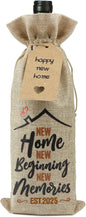 New Home Wine Gift Bag Cotton Linen Drawstring Bottle Bag for Wine with Tag and Rope New Home Gift Bags Wine Bottle Cover Bags New Home Gifts for Men Women