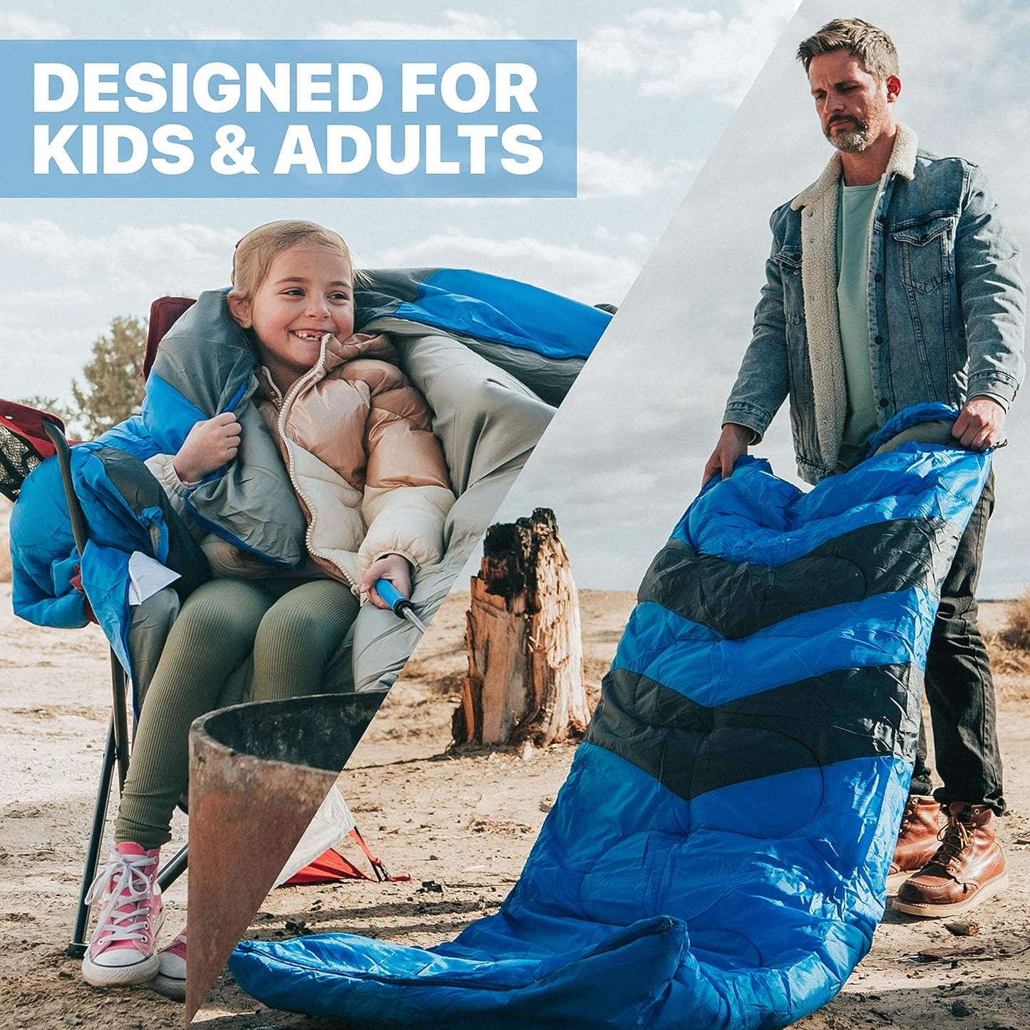 Sleeping Bags for Adults & Kids Sleeping Bag 3-4 Season - Ultralight Backpacking Sleeping Bag Cold Weather & Warm, Lightweight Compact, Single Adult Girls Boys Winter Sleep Camping Accessories