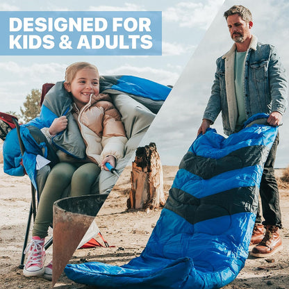 Sleeping Bags for Adults & Kids Sleeping Bag 3-4 Season - Ultralight Backpacking Sleeping Bag Cold Weather & Warm, Lightweight Compact, Single Adult Girls Boys Winter Sleep Camping Accessories