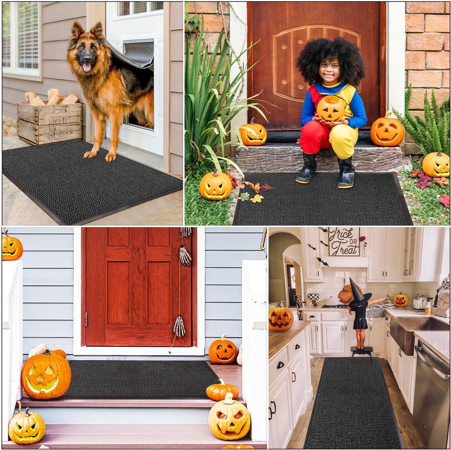 Washable Door Mats Indoor & Outdoor - Non-Slippery Heavy Duty - Stylish & Large Rubber - Perfect Dust Grabbing Doormats (Anthracite, 40Cm X 60Cm)
