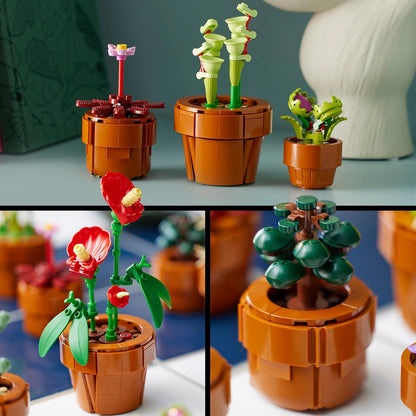 Botanicals Tiny Plants - 9 Potted Artificial Flowers Set for Indoors Incl. Faux Cactuses & Red Anthurium - Gift for Valentine'S Day for Women and Men - Home Decor - 10329
